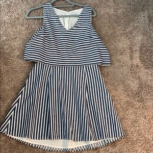 Blue and white striped dress